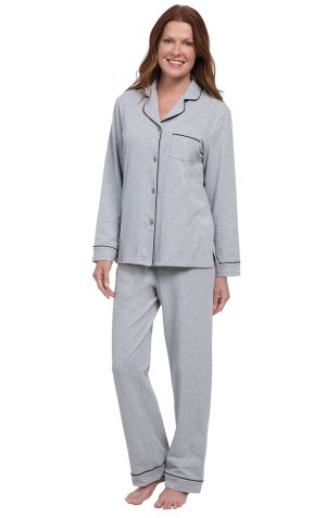 Solid Jersey Button-Front Pajamas